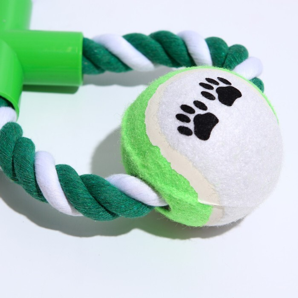 Игрушка канатная для собак "Восьмёрка с мячом", 43 см