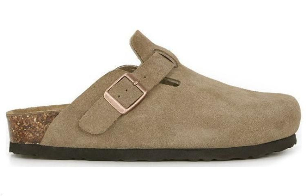 CHRISTINE SHEII Suinyin Birkenstock Shoes Cow Suede Closed Toe Slippers 3cm Women"s Sandy Brown