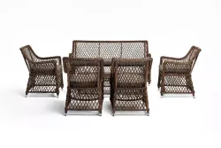 "Асти" лаунж-зона из искусственного ротанга на 6 персоны, цвет коричневый