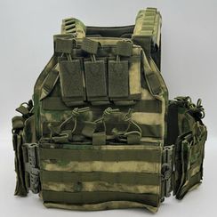 Жилет (плитник быстросъемный YAKEDA разгрузка) с подсумками на спине, мох
