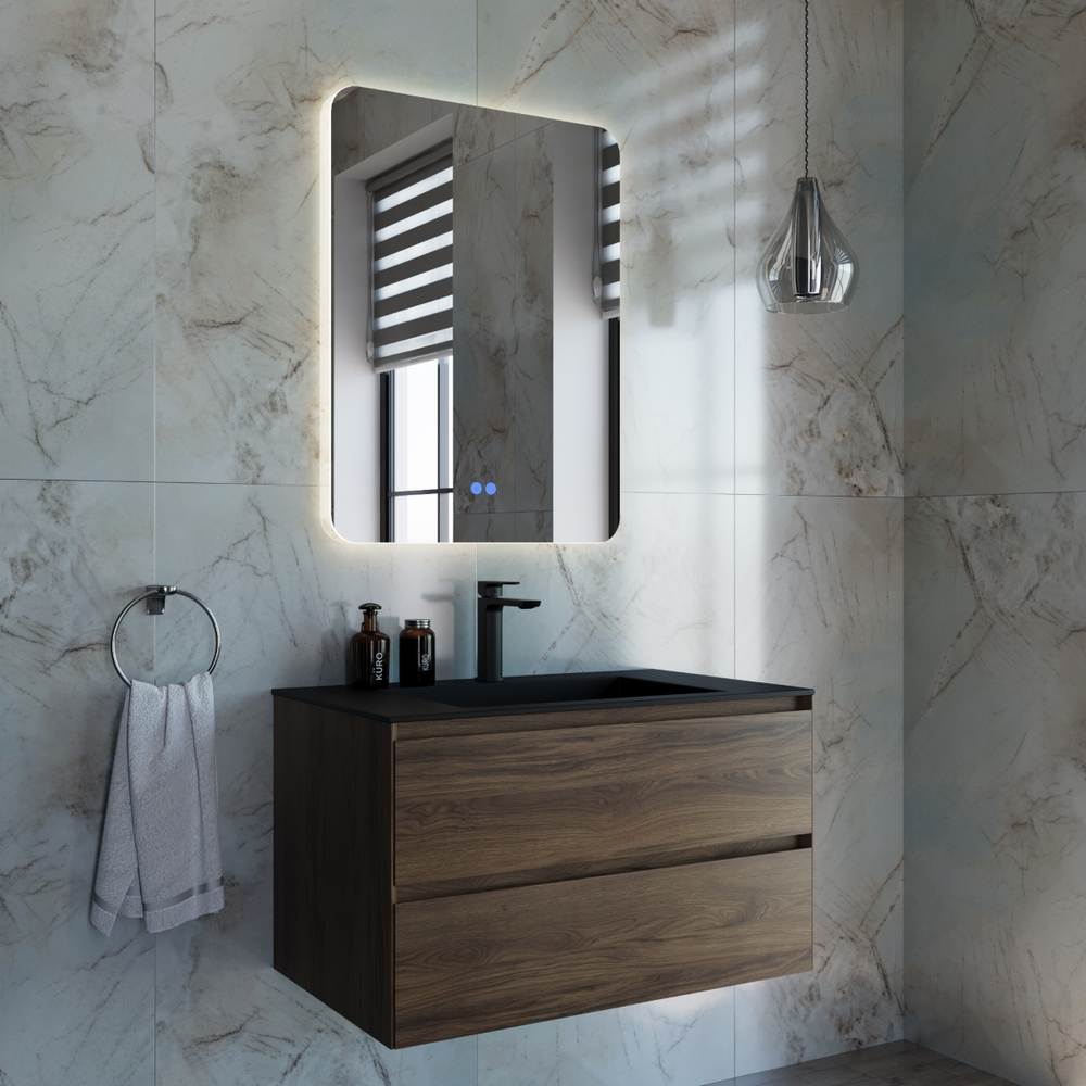 Тумба под раковину Vincea Luka 800 подвесная, 2 выкатных ящика soft-close, С.Oak