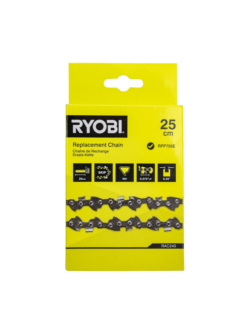 Цепь пильная для RPP755E (25 см; 1.3 мм; 3/8; 40 зв.) RAC240 Ryobi 5132002715