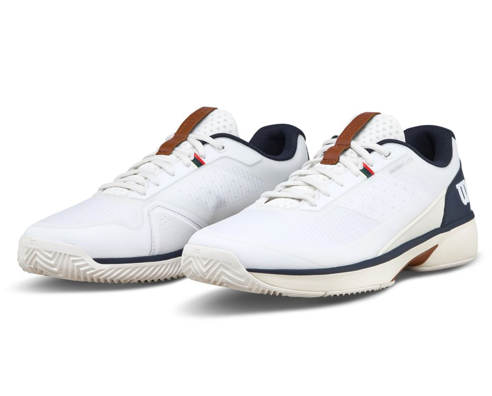 Мужские кроссовки теннисные Wilson Rush Lite 5 Clay - white/navy blazer/tofu