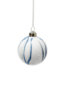 Набор шаров 8см 9шт ChristmasDeLuxe белый с синими разводами