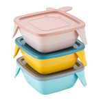 Детская тарелка Lalababy Play with Me Wolfie с мягкой крышкой джинсовый