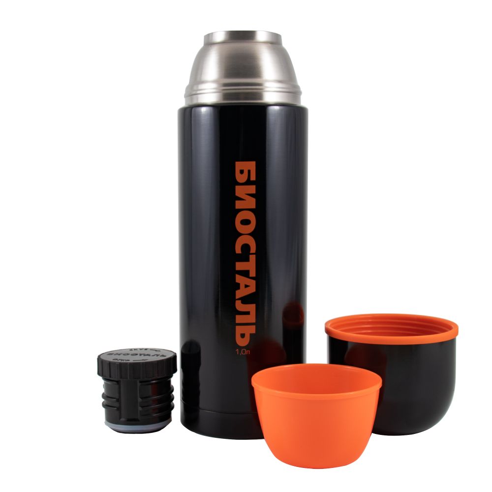 Термос &quot;Биосталь-СПОРТ&quot; с узкой горловиной, цв. черный, 1,0 л/12/