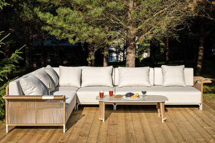 "Мальдивы" трансформирующаяся лаунж-зона из искусственного ротанга, цвет соломенный