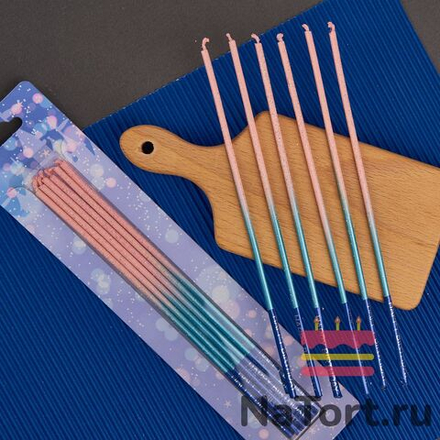 Набор свечей для торта «Перламутр» (градиент розовый, 16 см) 6 шт