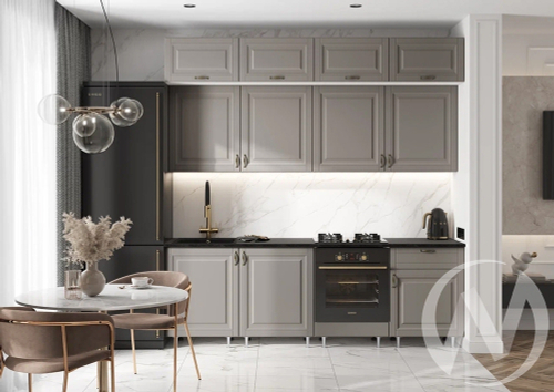 Кухня Престиж 2;4м (белый/браш текстура грей/кастилло темный)