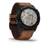 Мультиспортивные часы Garmin Fenix 6X Sapphire черный DLC с каштановым кожаным ремешком 010-02157-14