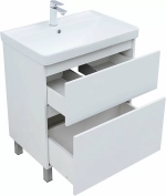 Тумба с раковиной Aquanet Вега 70 344122+301804 белая глянцевая