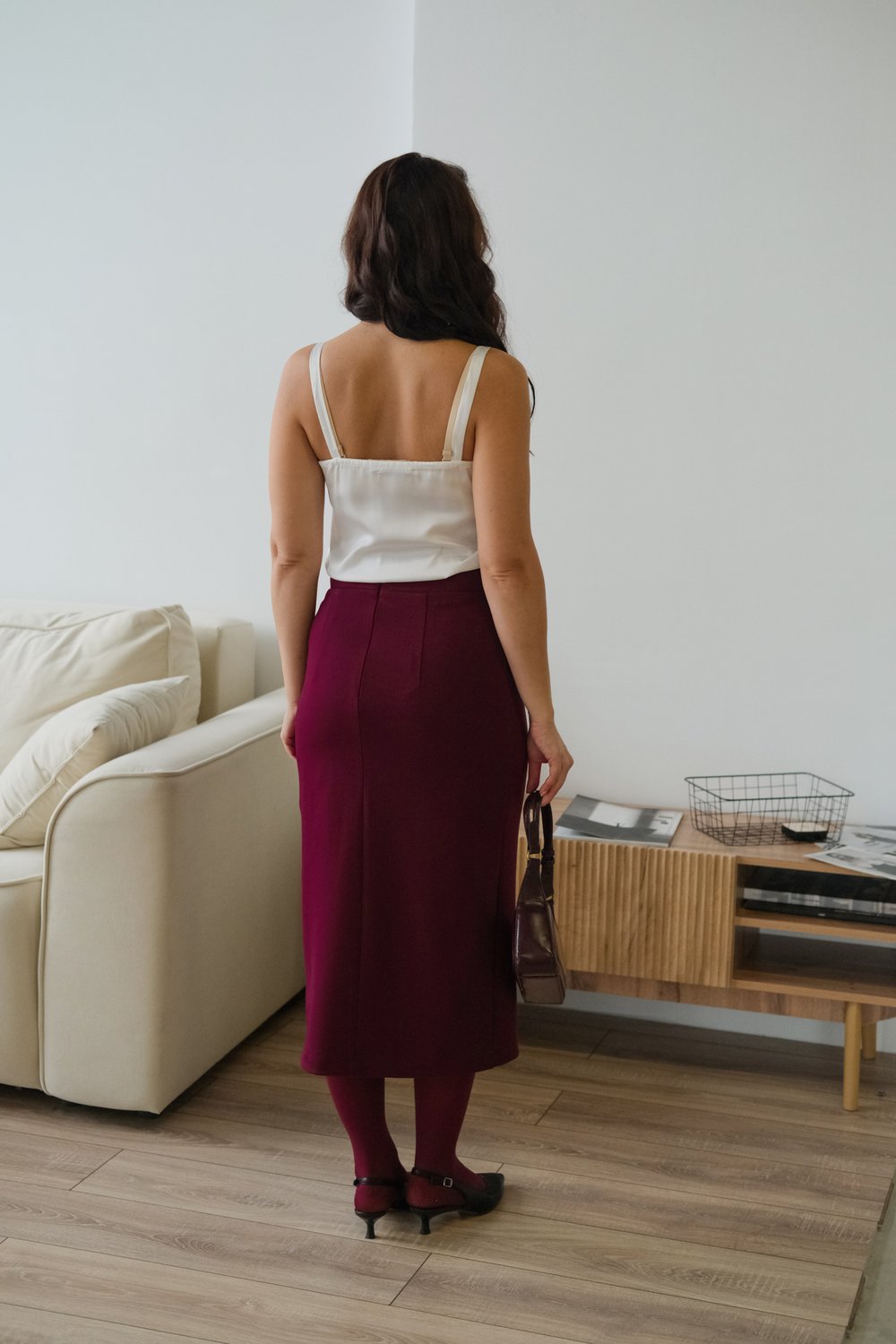 Юбка из трикотажа джерси бургунди