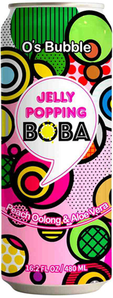 Чай Холодный Улун со Вкусом Персика и Алоэ Вера O's Bubble Jelly Popping Boba Peach Oolong Tea + Aloe Vera 0.48 - банка