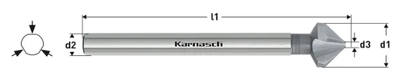 Зенковка Karnasch Ø6,3 мм, 90°, HSS-XE, DIN 335, арт. 20.1720-010
