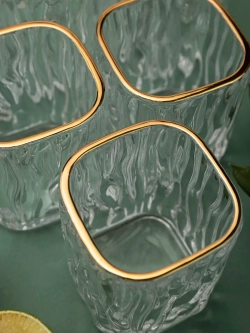 Набор бокалов под дерево, 200 мл. 6 шт. золотая кайма