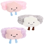 Повязка на голову косметическая «ДАЙМОНД РУШ», облачко, цвет сиреневый, пудровый, небесный и серый, 20*5.5см (ZIP пакет)