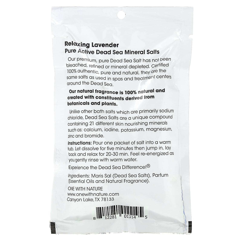 One with Nature, Dead Sea Spa, минеральные соли, расслабляющая лаванда, 70 г (2,5 унции)