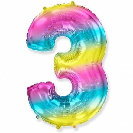 Ф ЦИФРА 3  40" Радуга металлик
