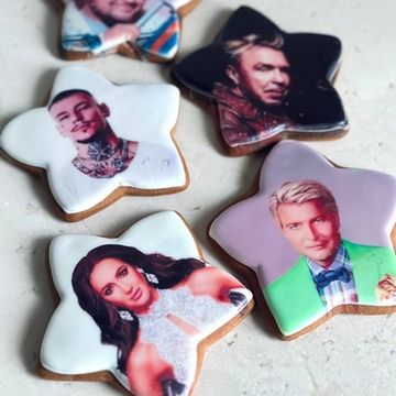 Пряники с фотопечатью в форме звезды