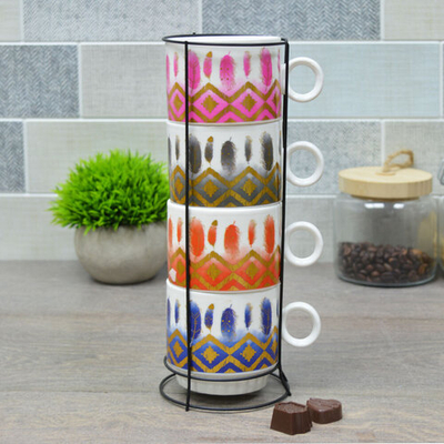 Набор кружек 4шт 200мл на подставке, 7501