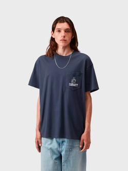 Футболка Carhartt WIP Pond Corps Pocket Blue Heavy stone wash