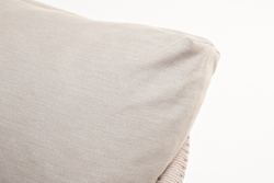 "Верона" диван 3-местный плетеный из роупа, каркас алюминий белый муар, роуп бежевый круглый, ткань бежевая 15052