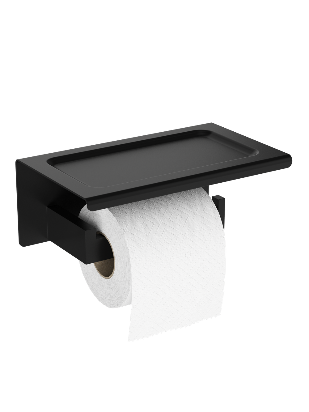Держатель для туалетной бумаги STWORKI Готланд S13345BK настенный, матовый черный, с полкой