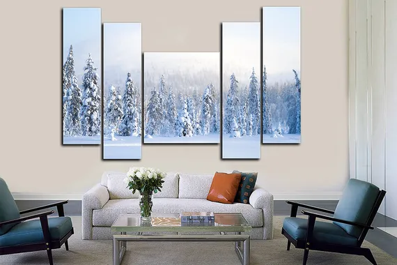 Модульная картина "Белоснежный лес"