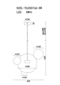 Светильник потолочный Garda Decor 92EL-YG20074A-8W