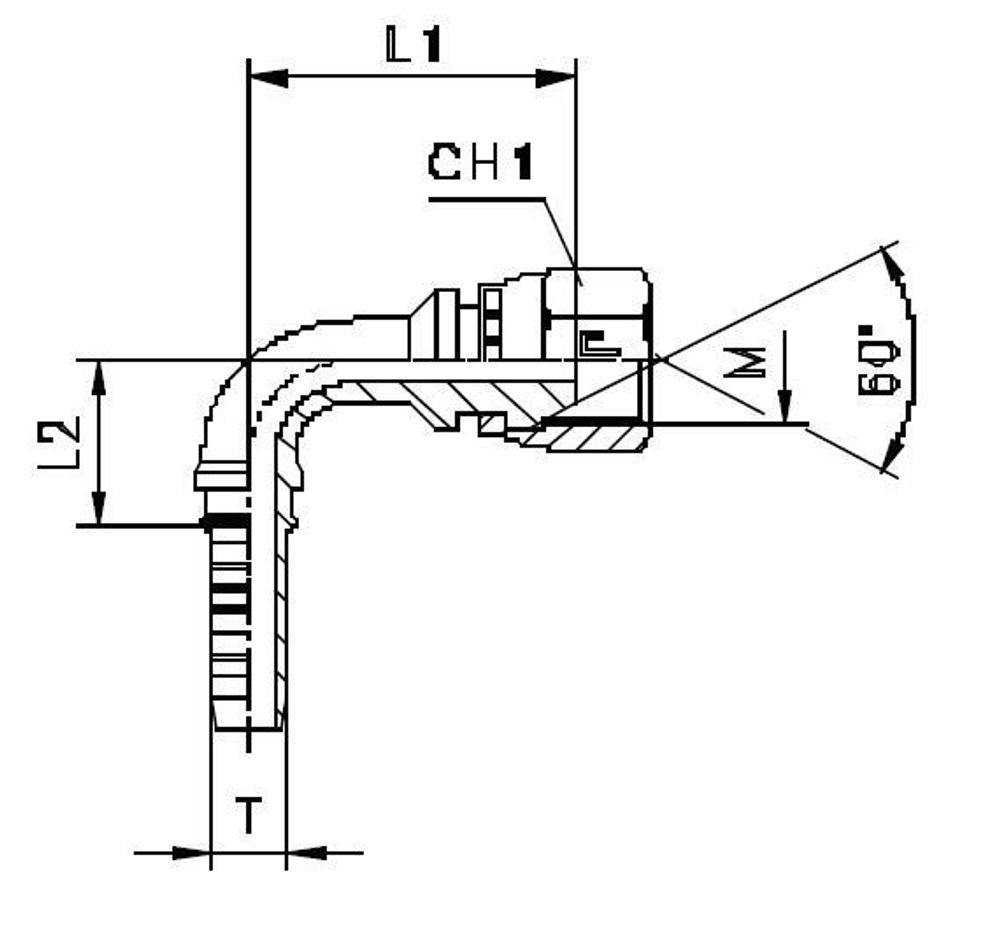 Фитинг DN 10 DKM (Г) 16x1.5 (90)