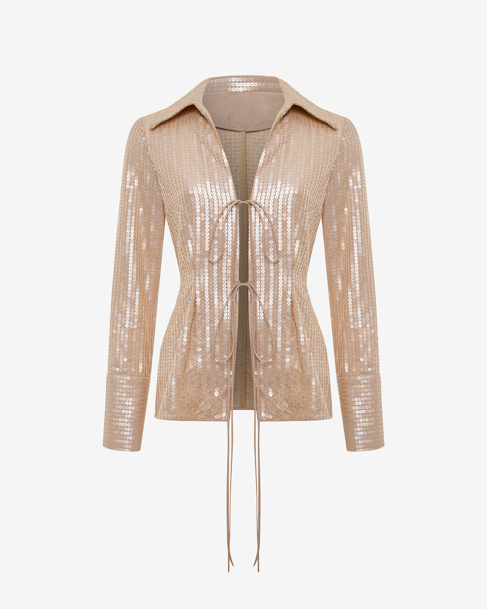 Блуза из пайеток на завязках