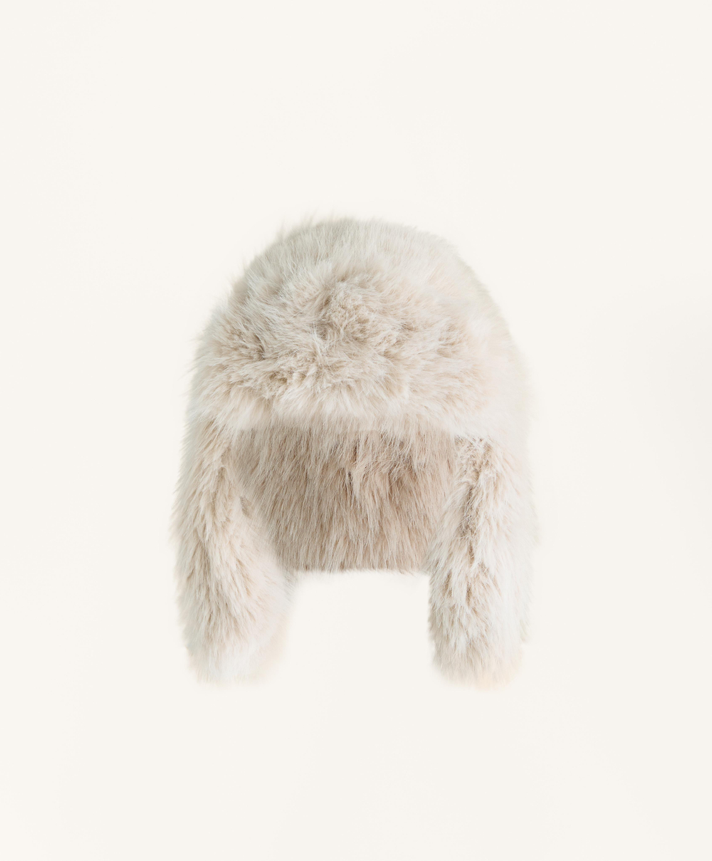 Oysho Шапка-авиатор из искусственного меха, каменный