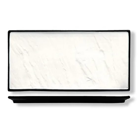 Блюдо прямоугольное 31*14 см Relief белое с черным бортом фарфор P.L. Proff Cuisine [3]