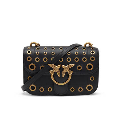 Кожаная сумка-мессенджер LOVE BELL MINI VITELLO SETA + Pinko - черный(100048 A17M)