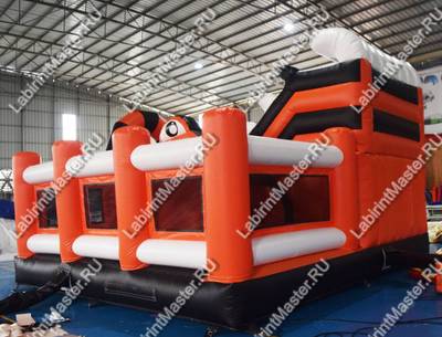 Коммерческий батут "Белый клык" с механизированной головой, 6*5*4 м черно-оранжевый