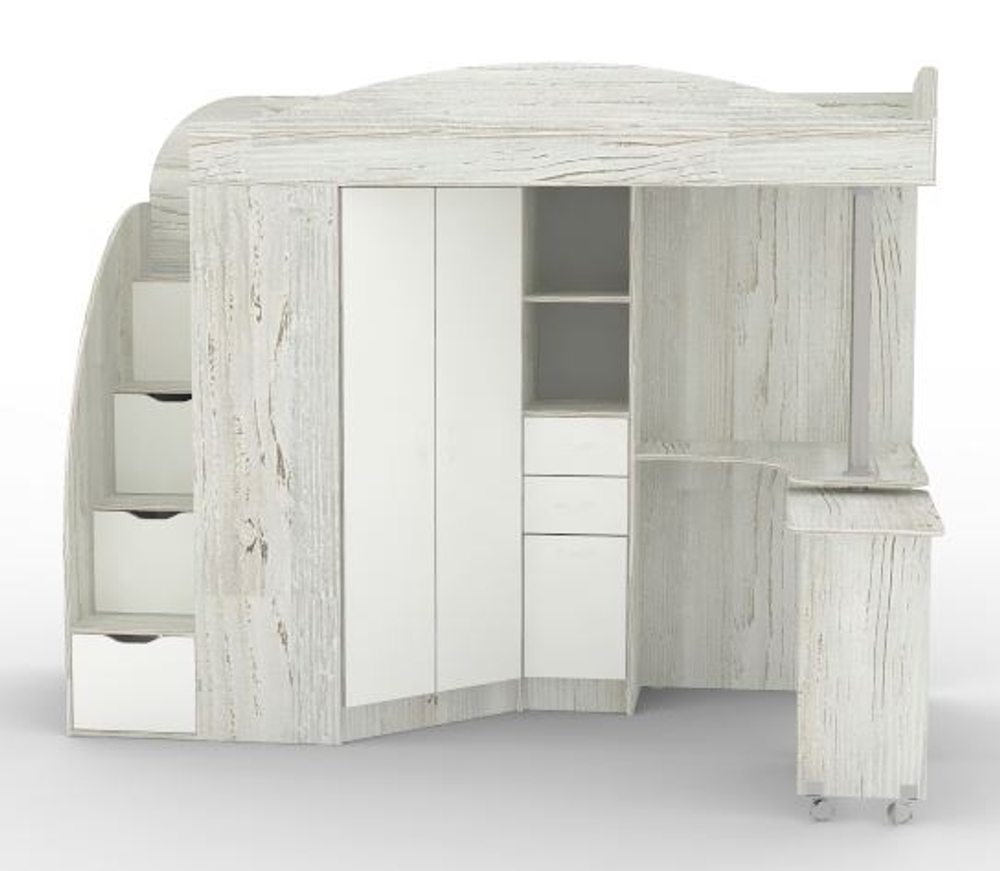 Кровать-чердак КарИВи Юниор 4 Винтерберг Белый