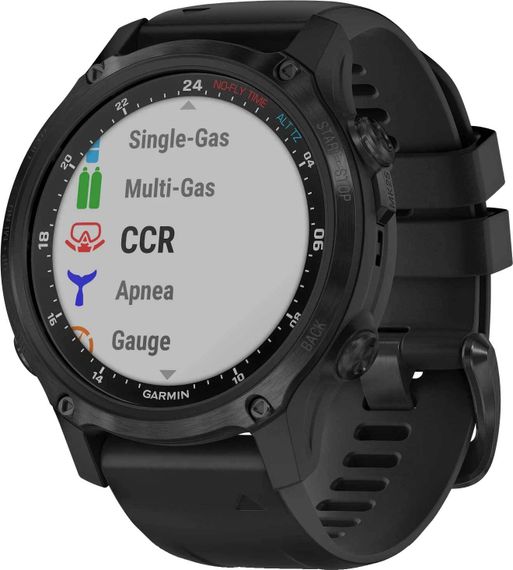 Умные часы - дайвинг компьютер Garmin Descent MK2s угольно-серый корпус с DLC-покрытием, черный силиконовый ремешок