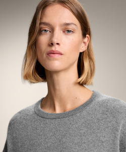 Oysho Джемпер с круглым вырезом из 100% кашемира, серый меланж