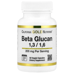 California Gold Nutrition, бета-глюкан 1–3, 1–6, 200 мг, 60 растительных капсул