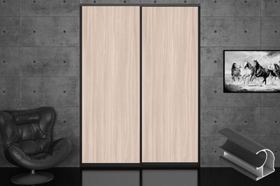 Дверь-купе 2650*600(700,800,900) мм, черный велюр, Ясень LAMARTY