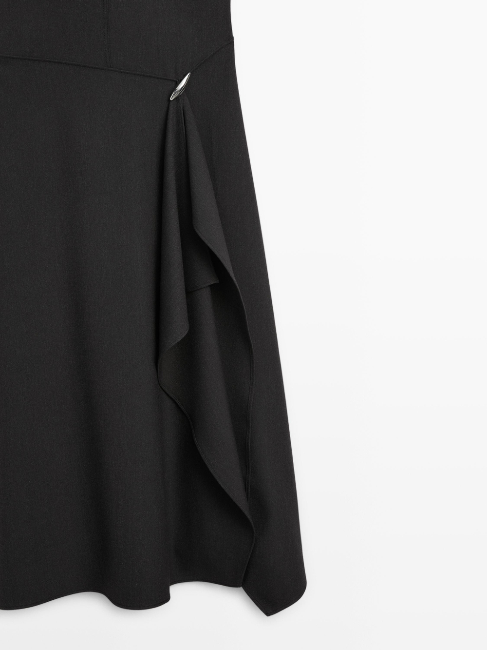 Massimo Dutti Платье миди с брошью, угольный