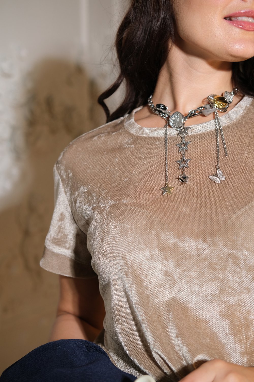 Футболка из бархатной сетки