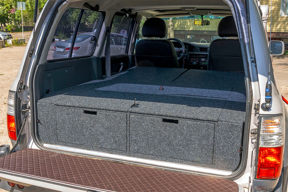 Органайзер в багажник для Toyota Land Cruiser 80 (2 выдвижных ящика+спальник)