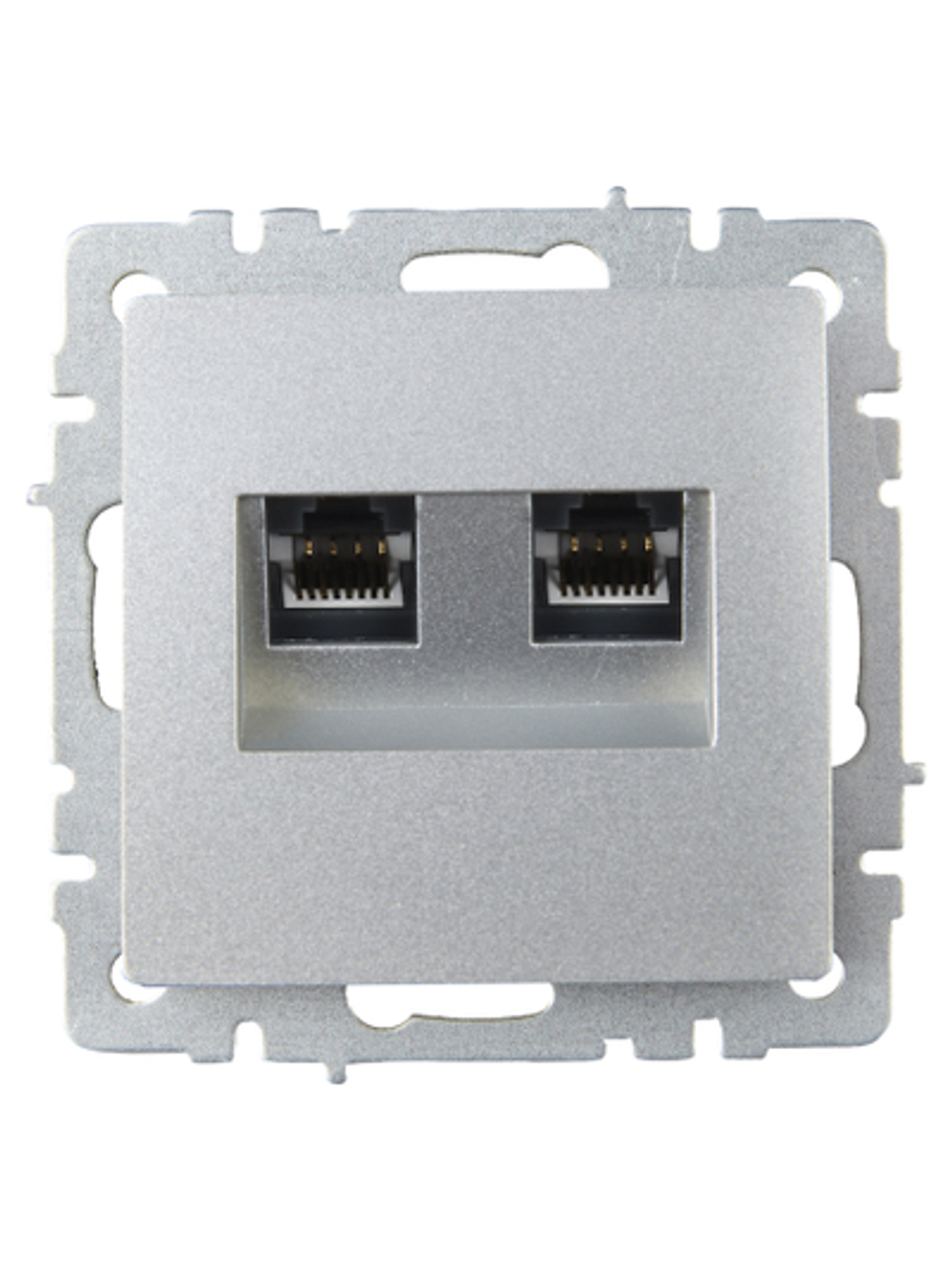 BRITE Розетка компьютерная двойная RJ45 кат.5E РК10-2-БрА алюминий IEK