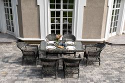 "Амароне" обеденная группа из искусственного ротанга на 6 персон, цвет графит