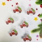 Прищепки декоративные «Дед Мороз в машине» 3 см (набор 6 шт)