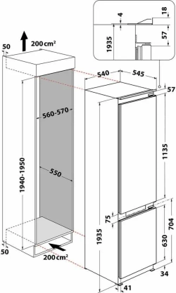 Встраиваемый холодильник Whirlpool WHSP70T121
