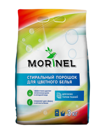 Стиральный порошок Morinel, 3 кг, для цветного белья, 1 шт