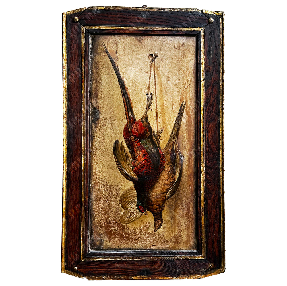 Тромпель.Фазаны Охотничьи трофеи. Хромолитография, рельеф. Рубеж XIX–ХХ вв.