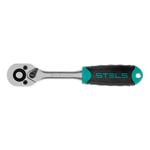 Ключ-трещотка 1/4", CrV, 72 зуба, с быстрым сбросом, матовый хром Stels